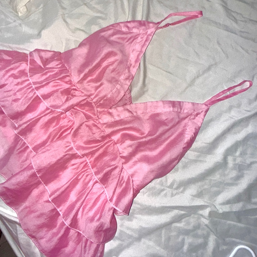Pink ruffled cami